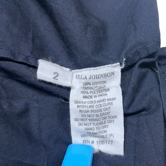 ULLA JOHNSON Sz 2 Amandine Cold Shoulder Cotton Poplin Navy Blue Blouse Top EUC - Picture 6 of 7